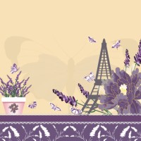 illustration of a vintage lavender frame with eiffel tower, peony, butterflies and violet tones - garden decoration stock pictures, royalty-free photos & images
