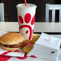 In this photo illustration, a Chick-fil-A meal is displayed at a Chick-fil-A restaurant on June 01, 2023 in Novato, California. The fast food chain...