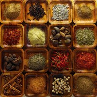 indian spices in wooden trays. - food stock pictures, royalty-free photos & images