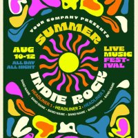 indie rock summer festival retro poster typography design template with bright colors and abstract shapes - concert stock illustrations