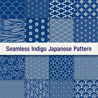 indigo japanese seamless pattern set - fashion stock illustrations