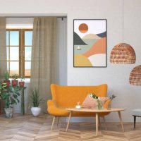 indoors mid-century house nearby wheat field - home decoration stock pictures, royalty-free photos & images