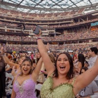 Inglewood, CA Fans rally before Taylor Swift performs during The Eras Tour at SoFi Stadium in Inglewood Monday, Aug. 7, 2023.