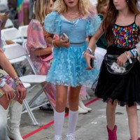 Inglewood, CA Young fans walk the floor before Taylor Swift performs in The Eras Tour at SoFi Stadium in Inglewood Monday, Aug. 7, 2023.