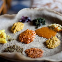 injeera bread dish, gondor, ethiopia, africa - food stock pictures, royalty-free photos & images