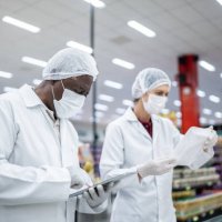 inspectors analyzing the food in the supermarket - food stock pictures, royalty-free photos & images