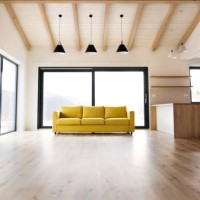 interior of a modern white empty kitchen and living room. - home decoration stock pictures, royalty-free photos & images