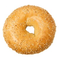 isolated close-up of of sesame bagel on a white background - food stock pictures, royalty-free photos & images