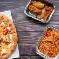 italian food on the wooden table - junk food stock pictures, royalty-free photos & images