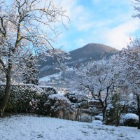 italian garden in winter with hills in background - garden decoration stock pictures, royalty-free photos & images