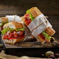 italian sandwich's with roasted red peppers - junk food stock pictures, royalty-free photos & images