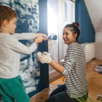 its a paint fight - home decoration stock pictures, royalty-free photos & images
