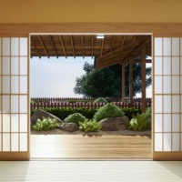 japanese style empty room interior with garden view background - home decoration stock pictures, royalty-free photos & images