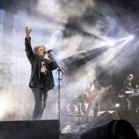 Jason Cooper, Robert Smith, Simon Gallup and Roger O'Donnell of The Cure performs at Pine Knob Music Theatre on June 13, 2023 in Clarkston, Michigan.