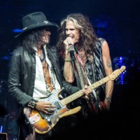 Joe Perry and Steven Tyler of Aerosmith perform live on stage at the Wells Fargo Center on September 02, 2023 in Philadelphia, Pennsylvania.