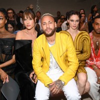 Jourdan Dunn, Alessandra Ambrosio, Neymar, Coco Rocha and Lucien attend the Jean-Paul Gaultier Haute Couture Fall Winter 2022 2023 show as part of...