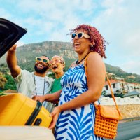 joyful friends taking a selfie on vacation - travel stock pictures, royalty-free photos & images