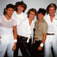 July 23, 1982: Duran Duran poses backstage during the band's second US tour at the Kabuki Theater on July 23, 1982 in San Francisco, California.