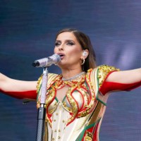 June 2024, Bavaria, Munich: Nelly Furtado, singer, on stage at the EURO 2024 Fan Fest on the Theresienwiese. On June 14 the opening match of the...