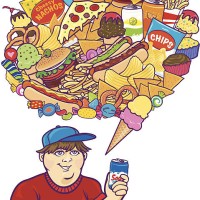 junk food thoughts white boy - junk food stock illustrations