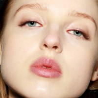 Kajsa Nasiell Nauckhoff, make up detail poses backstage ahead of the Ermanno Scervino fashion show during the Milan Fashion Week Womenswear...