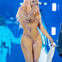Karol G performs during a concert at Sultanes stadium on February 16, 2024 in Monterrey, Mexico.