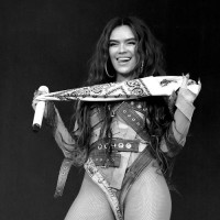 Karol G performs onstage at the Coachella Stage during the 2022 Coachella Valley Music And Arts Festival on April 17, 2022 in Indio, California.