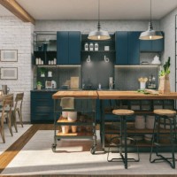 keuken en eetkamer - home decoration stockfoto's en -beelden
