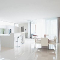 kitchen and living room in modern home - home decoration stock pictures, royalty-free photos & images