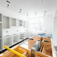 kitchen install progress - home decoration stock pictures, royalty-free photos & images