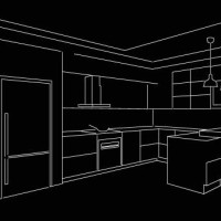 kitchen sketch design - home decoration stock illustrations
