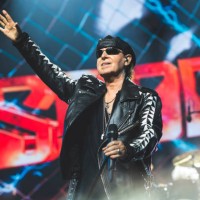 Klaus Meine of the German hard rock band Scorpions performs on stage at Wizink Center on July 16, 2024 in Madrid, Spain.