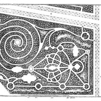 labyrinth in the garden of choisy sur seine. created by lenotre - garden decoration stock illustrations