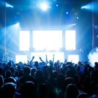 large crowd of people at music event - concert stock pictures, royalty-free photos & images