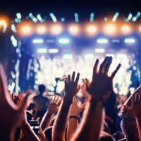 large group of people at a concert party. - concert stock pictures, royalty-free photos & images