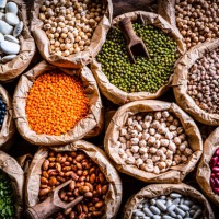 large variety of dried beans and legumes shot from above - food stock pictures, royalty-free photos & images