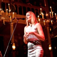 Laura Doggett performs on stage in the Sam Wamamaker Playhouse, in Concerts by Candlelight at The Globe Theatre on January 19, 2015 in London, United...