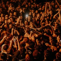 Laurie Vincent of Soft Play performs in the crowd at Tramshed on October 16, 2024 in Cardiff, Wales.
