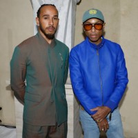 Lewis Hamilton and Pharrell Williams attend a press conference announcing the Spring 2025 Costume Institute exhibition 
