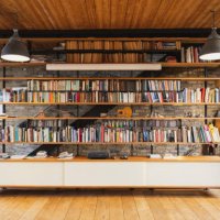 library bookshelves in modern warehouse loft conversion - home decoration stock pictures, royalty-free photos & images