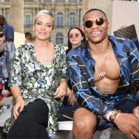 Lily Allen and Russell Westbrook attend the Louis Vuitton Menswear Spring/Summer 2018 show as part of Paris Fashion Week on June 22, 2017 in Paris,...