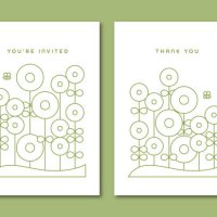 linear geometric spring flowers greeting cards - garden decoration stock illustrations
