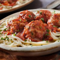 linguine with turkey meatballs in a marinara sauce - junk food stock pictures, royalty-free photos & images