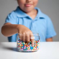 little boy taking candy from jar - junk food stock pictures, royalty-free photos & images