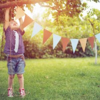 little child preparing a party event - home decoration stock pictures, royalty-free photos & images