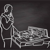 live concert sound engineer chalkboard - concert stock illustrations