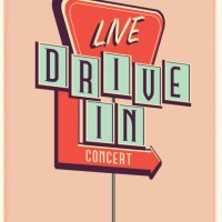 live drive in concert sign poster design - concert stock illustrations