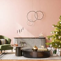 living room decorated for christmas - home decoration stockfoto's en -beelden