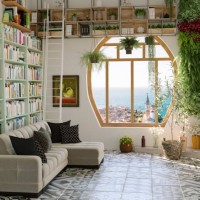 living room with sea view - home decoration photos et images de collection