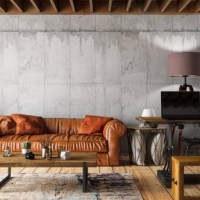 loft interieur met leren bank - home decoration stockfoto's en -beelden